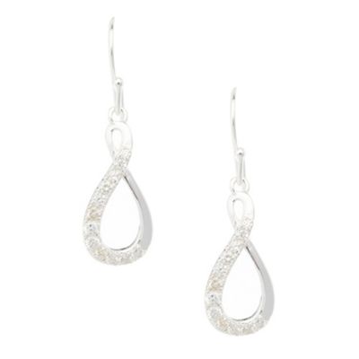 Sterling silver pave drop earrings